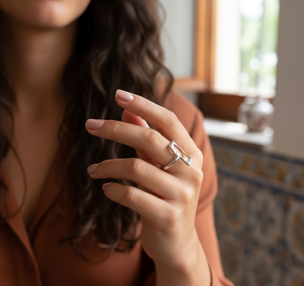 Clara - Bague en acier inoxydable argenté