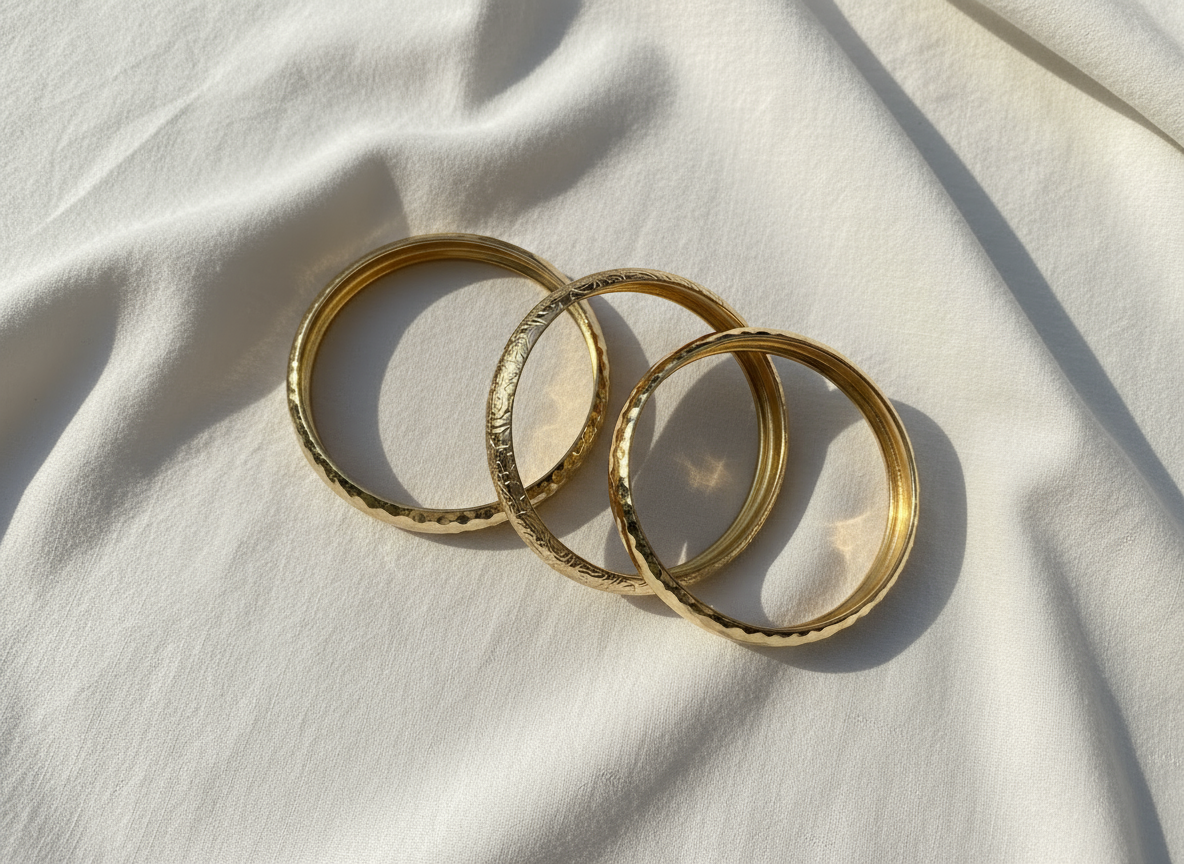 Kyra - Ensemble 3 joncs martelés dorés