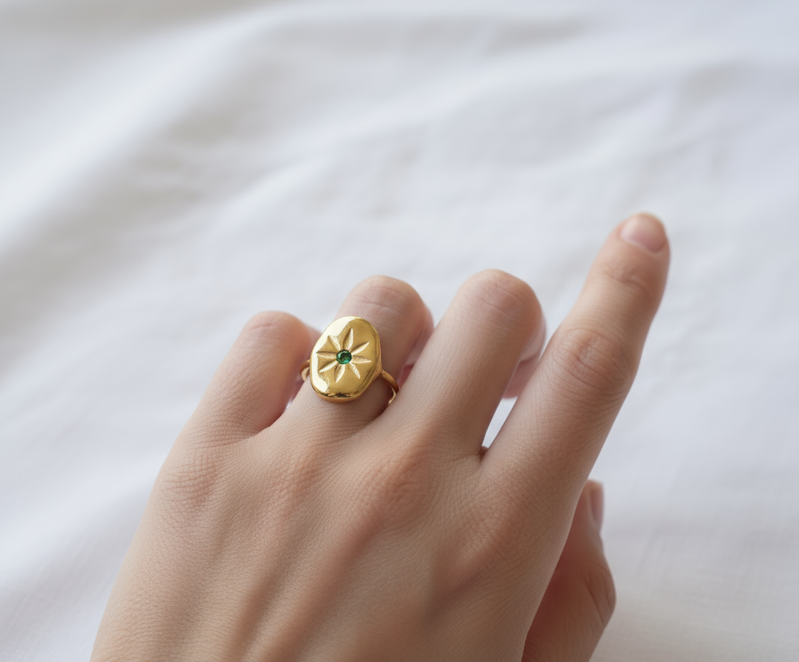 Maeva - Bague dorée acier inoxydable