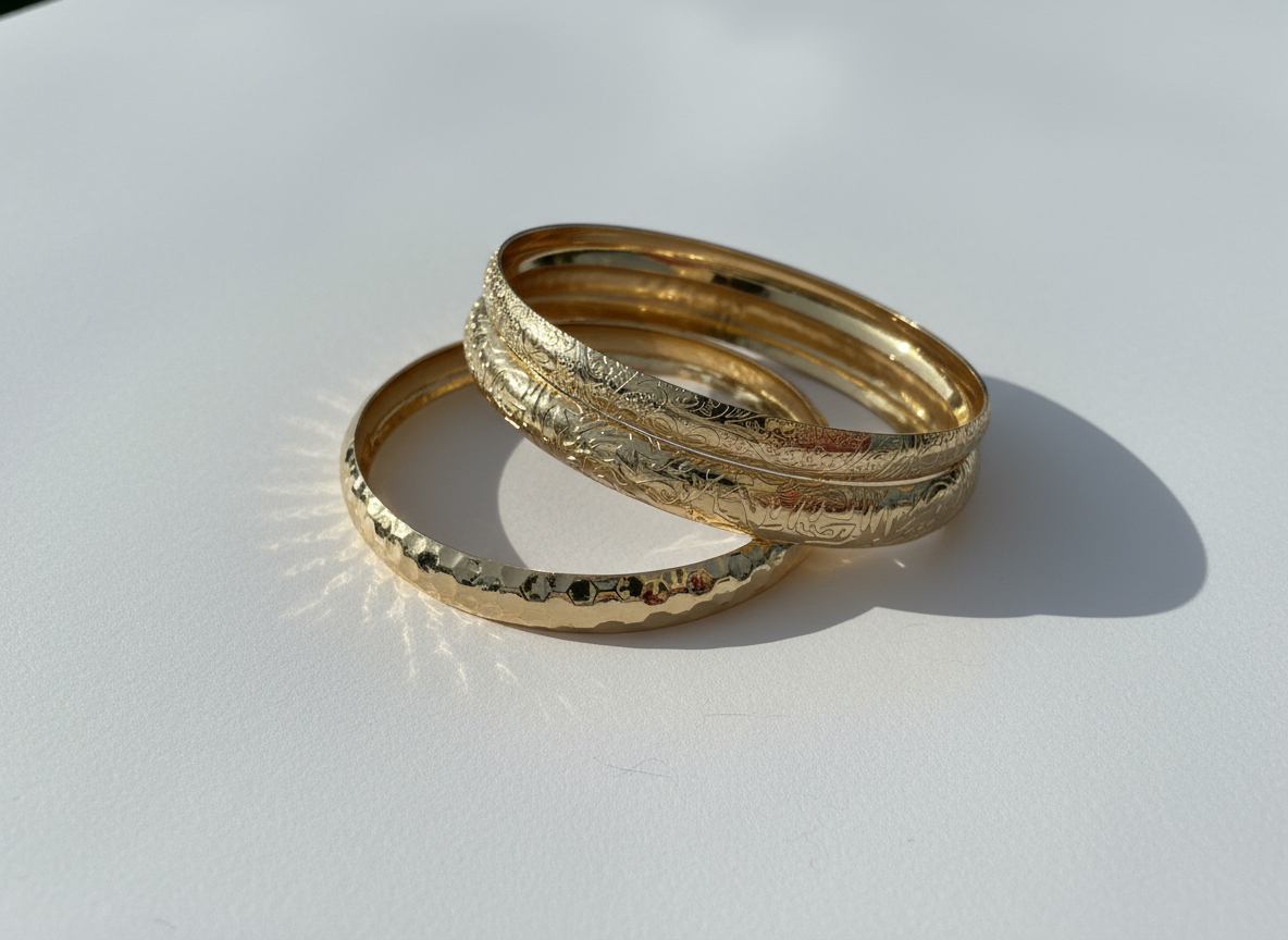 Kyra - Ensemble 3 joncs martelés dorés