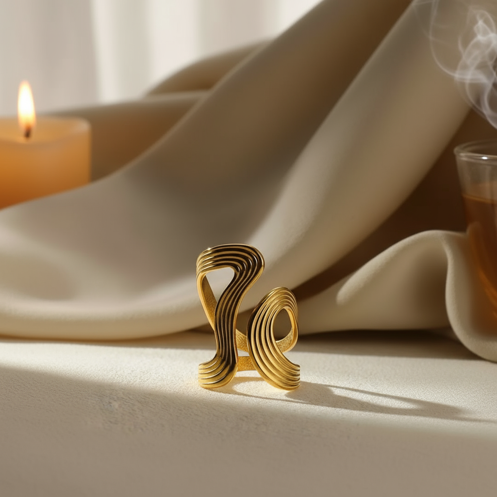 Ondine – Bague dorée en acier inoxydable