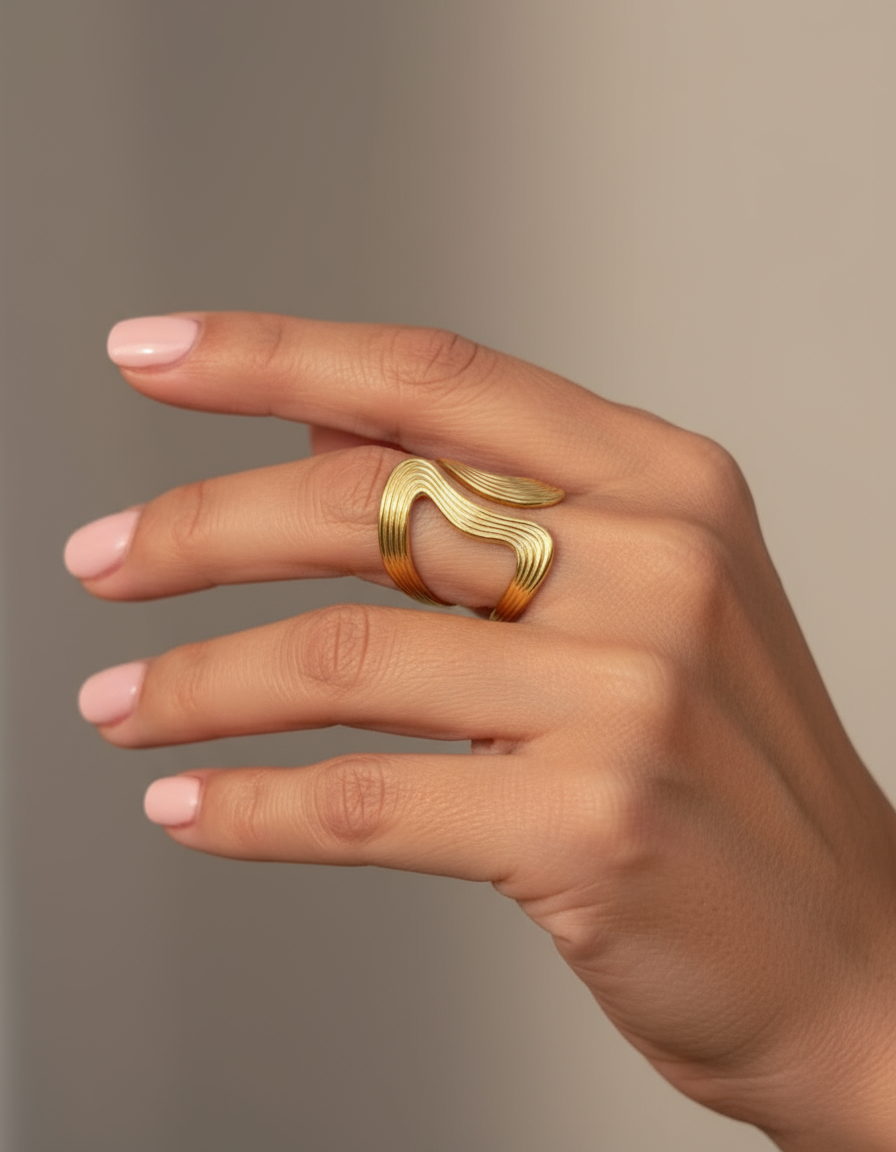 Ondine – Bague dorée en acier inoxydable
