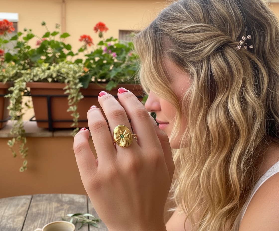 Maeva - Bague dorée acier inoxydable